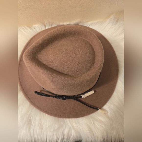 Women's Summer & Rose Wool Fedora Hat with Beige With black Trimming - Picture 3 of 16